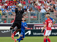 Dumitru Celeadnic, goalkeeper of Moldova, is in action during the UEFA Nations League, League D, Group D2 soccer match between Malta and Mol...