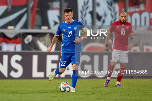 Vadim Rata of Moldova is in action during the UEFA Nations League, League D, Group D2 soccer match between Malta and Moldova at the National...