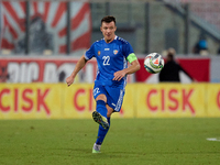 Vadim Rata of Moldova is in action during the UEFA Nations League, League D, Group D2 soccer match between Malta and Moldova at the National...