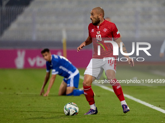 Teddy Teuma of Malta is in action during the UEFA Nations League, League D, Group D2 soccer match between Malta and Moldova at the National...