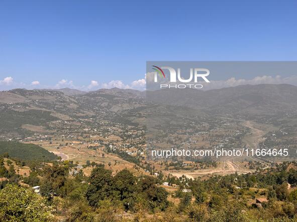 A panoramic aerial view of Sakhi Maidan in Mendhar in Jammu and Kashmir, India, on October 14, 2024 