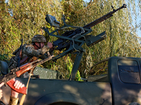 A serviceman of a mobile fire group of the State Border Guard Service of Ukraine is on a mission in Odesa region, Ukraine, on October 10, 20...