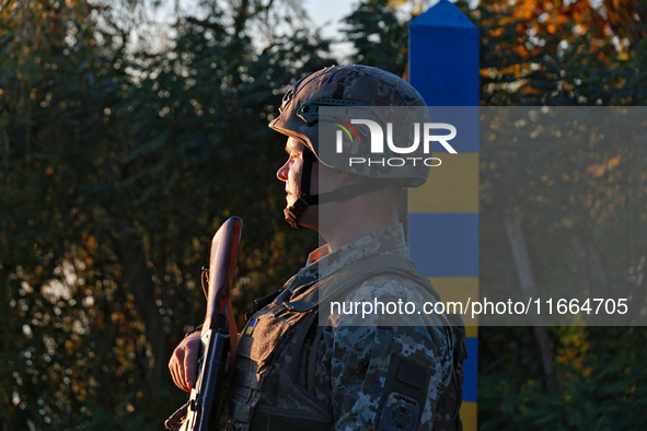 A serviceman of a mobile fire group of the State Border Guard Service of Ukraine is on duty in Odesa region, southern Ukraine, on October 10...