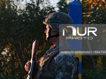 A serviceman of a mobile fire group of the State Border Guard Service of Ukraine is on duty in Odesa region, southern Ukraine, on October 10...