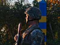 A serviceman of a mobile fire group of the State Border Guard Service of Ukraine is on duty in Odesa region, southern Ukraine, on October 10...