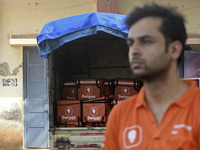 A Swiggy delivery box is seen in a mini truck in Mumbai, India, on October 14, 2024. IPO-bound Swiggy launches an XL fleet to cater to bulk...