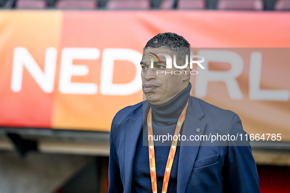 Netherlands trainer coach Michael Reiziger is present during the match between Netherlands U21 and Sweden U21 at the Goffertstadion for the...