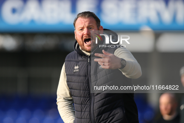 Hartlepool United Manager Darren Sarll is present during the FA Cup Fourth Qualifying Round match between Hartlepool United and Brackley Tow...