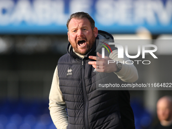 Hartlepool United Manager Darren Sarll is present during the FA Cup Fourth Qualifying Round match between Hartlepool United and Brackley Tow...