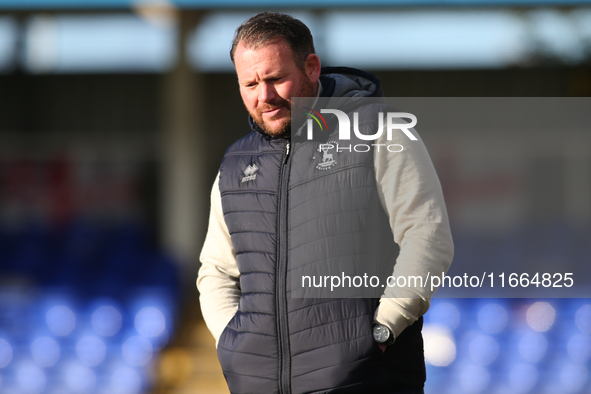 Hartlepool United Manager Darren Sarll is present during the FA Cup Fourth Qualifying Round match between Hartlepool United and Brackley Tow...