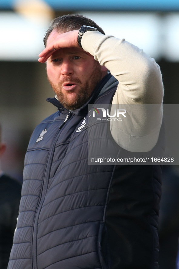 Hartlepool United Manager Darren Sarll is present during the FA Cup Fourth Qualifying Round match between Hartlepool United and Brackley Tow...