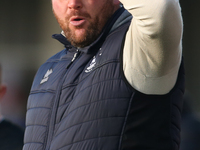 Hartlepool United Manager Darren Sarll is present during the FA Cup Fourth Qualifying Round match between Hartlepool United and Brackley Tow...