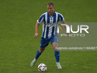 Greg Sloggett of Hartlepool United participates in the FA Cup Fourth Qualifying Round match between Hartlepool United and Brackley Town at V...