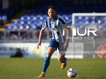 Tom Parkes of Hartlepool United participates in the FA Cup Fourth Qualifying Round match between Hartlepool United and Brackley Town at Vict...