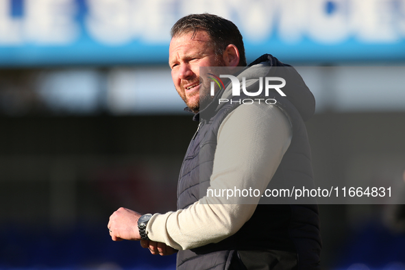 Hartlepool United Manager Darren Sarll is present during the FA Cup Fourth Qualifying Round match between Hartlepool United and Brackley Tow...