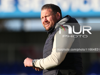 Hartlepool United Manager Darren Sarll is present during the FA Cup Fourth Qualifying Round match between Hartlepool United and Brackley Tow...