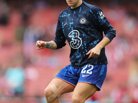 Lucy Bronze of Chelsea warms up before the Barclays FA Women's Super League match between Arsenal and Chelsea at the Emirates Stadium in Lon...