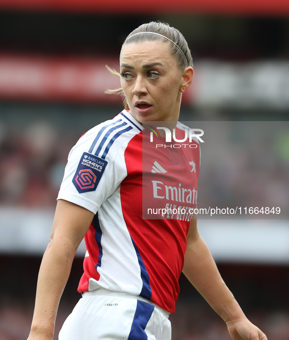 Katie McCabe plays for Arsenal during the Barclays FA Women's Super League match between Arsenal and Chelsea at the Emirates Stadium in Lond...