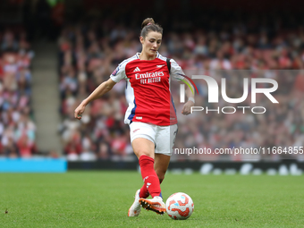 Emily Fox of Arsenal plays during the Barclays FA Women's Super League match between Arsenal and Chelsea at the Emirates Stadium in London,...