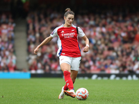 Emily Fox of Arsenal plays during the Barclays FA Women's Super League match between Arsenal and Chelsea at the Emirates Stadium in London,...