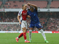 Katie McCabe and Lauren James get close during the Barclays FA Women's Super League match between Arsenal and Chelsea at the Emirates Stadiu...