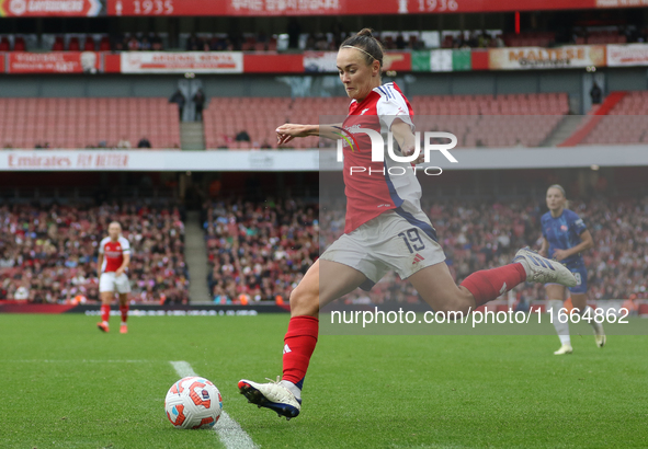 Caitlin Foord of Arsenal participates in the Barclays FA Women's Super League match between Arsenal and Chelsea at the Emirates Stadium in L...