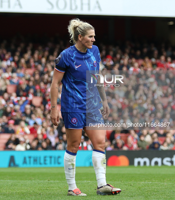 Chelsea Captain Millie Bright participates in the Barclays FA Women's Super League match between Arsenal and Chelsea at the Emirates Stadium...