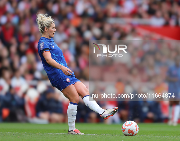 Chelsea Captain Millie Bright participates in the Barclays FA Women's Super League match between Arsenal and Chelsea at the Emirates Stadium...