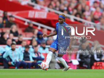 Kadeisha Buchanan of Chelsea plays during the Barclays FA Women's Super League match between Arsenal and Chelsea at the Emirates Stadium in...