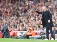 Arsenal Manager Jonas Eidevall is under pressure during the Barclays FA Women's Super League match between Arsenal and Chelsea at the Emirat...