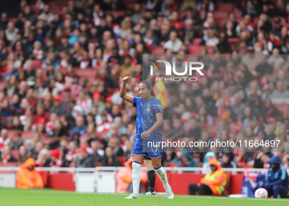 Mayra Ramirez gives a thumbs up during the Barclays FA Women's Super League match between Arsenal and Chelsea at the Emirates Stadium in Lon...