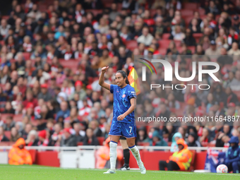 Mayra Ramirez gives a thumbs up during the Barclays FA Women's Super League match between Arsenal and Chelsea at the Emirates Stadium in Lon...