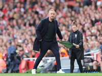 Arsenal Manager Jonas Eidevall is under pressure during the Barclays FA Women's Super League match between Arsenal and Chelsea at the Emirat...