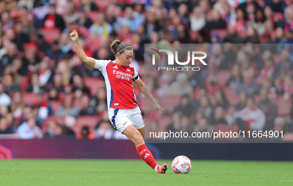 Katie McCabe of Arsenal plays during the Barclays FA Women's Super League match between Arsenal and Chelsea at the Emirates Stadium in Londo...