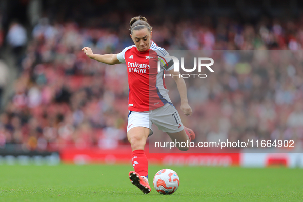 Katie McCabe of Arsenal plays during the Barclays FA Women's Super League match between Arsenal and Chelsea at the Emirates Stadium in Londo...