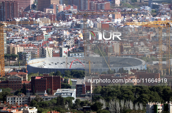 The reconstruction works progress at Spotify Camp Nou in 2024. The status of the works is on April 11, 2024. 