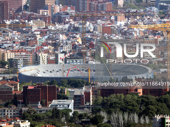 The reconstruction works progress at Spotify Camp Nou in 2024. The status of the works is on April 11, 2024. (