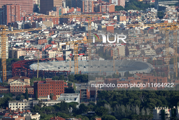 The reconstruction works progress at Spotify Camp Nou in Barcelona, Spain, on July 18, 2024. 