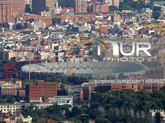 The reconstruction works progress at Spotify Camp Nou in Barcelona, Spain, on July 18, 2024. (