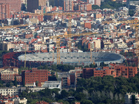 The reconstruction works progress at Spotify Camp Nou in Barcelona, Spain, on July 18, 2024. (