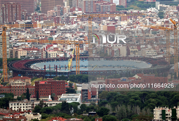 The reconstruction works progress at Spotify Camp Nou in 2024. The status of the works is on October 12, 2024. 