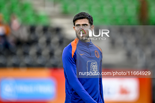 Netherlands player Rav van den Berg participates in the match between Netherlands U21 and Sweden U21 at the Goffertstadion for the Qualifica...