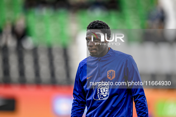 Netherlands player Ernest Poku participates in the match between Netherlands U21 and Sweden U21 at the Goffertstadion for the Qualification...