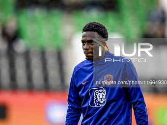 Netherlands player Ernest Poku participates in the match between Netherlands U21 and Sweden U21 at the Goffertstadion for the Qualification...