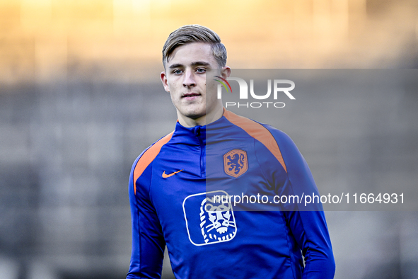 Netherlands player Max Bruns participates in the match between Netherlands U21 and Sweden U21 at the Goffertstadion for the Qualification EK...