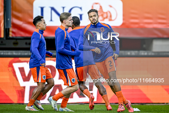 Netherlands player Devyne Rensch plays during the match between Netherlands U21 and Sweden U21 at the Goffertstadion for the Qualification E...