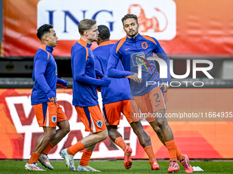 Netherlands player Devyne Rensch plays during the match between Netherlands U21 and Sweden U21 at the Goffertstadion for the Qualification E...