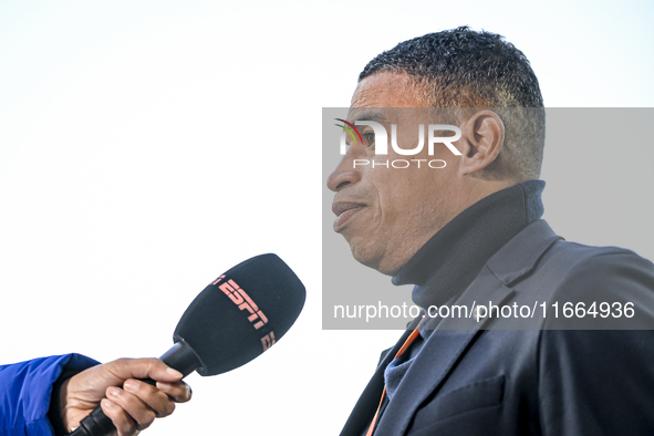 Netherlands trainer coach Michael Reiziger is present during the match between Netherlands U21 and Sweden U21 at the Goffertstadion for the...