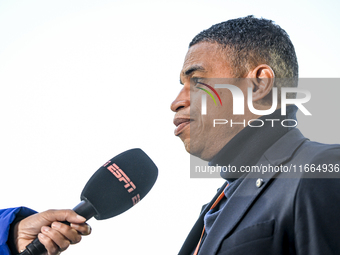 Netherlands trainer coach Michael Reiziger is present during the match between Netherlands U21 and Sweden U21 at the Goffertstadion for the...