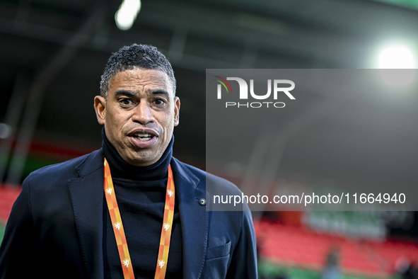 Netherlands trainer coach Michael Reiziger is present during the match between Netherlands U21 and Sweden U21 at the Goffertstadion for the...